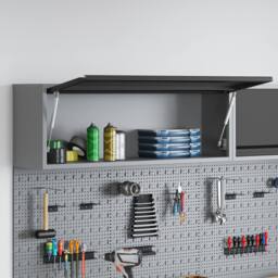 Berkfield Home Tool Cabinet Wall-Mounted with Gas-Lift Door Black 100x25x35 cm in Grey - Size: 100 x 25 x 35 cm - thumbnail 3