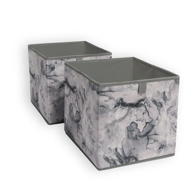 OHS Marble Storage Cubes 2 Pack Folding Boxes Shoe Toy Set Space Saving in Charcoal - image 1