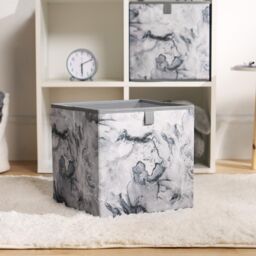OHS Marble Storage Cubes 2 Pack Folding Boxes Shoe Toy Set Space Saving in Charcoal - thumbnail 3