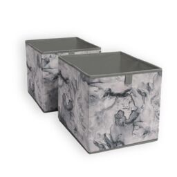 OHS Marble Storage Cubes 2 Pack Folding Boxes Shoe Toy Set Space Saving in Charcoal - thumbnail 1
