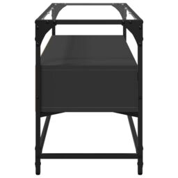 Berkfield Home TV Cabinet with Glass Top Black 98x35x51 cm Engineered Wood - Size: 98 x 35 x 51 cm - thumbnail 5