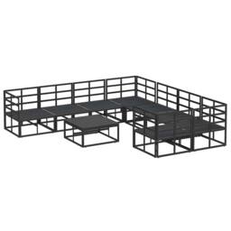 Berkfield Home Garden Sofa Set 9 pcs Black 70 x 70 x 32 cm Aluminium - thumbnail 9