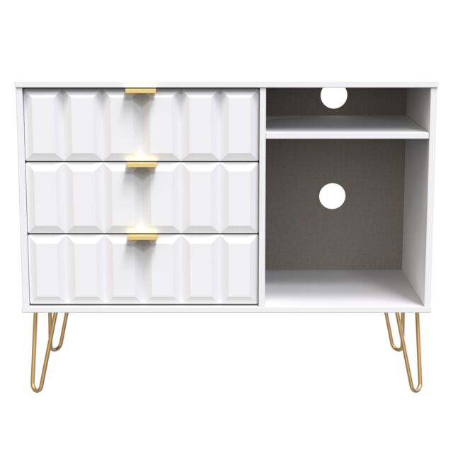 Ready Assembled 2 U Metro 3 Drawer TV Unit (Ready Assembled) in White - Size: Medium - image 1