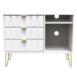 Ready Assembled 2 U Metro 3 Drawer TV Unit (Ready Assembled) in White - Size: Medium - thumbnail 1