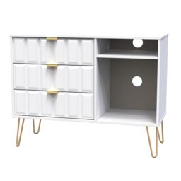 Ready Assembled 2 U Metro 3 Drawer TV Unit (Ready Assembled) in White - Size: Medium - thumbnail 3