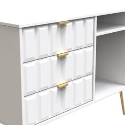 Ready Assembled 2 U Metro 3 Drawer TV Unit (Ready Assembled) in White - Size: Medium - thumbnail 4