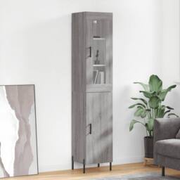 Berkfield Home Highboard Grey Sonoma 34.5x34x180 cm Engineered Wood - thumbnail 2