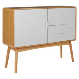 Orsina Scandi Style Sideboard, Natural Wood Sideboard, Modern Oak Wood Sideboard, 1 Door & 2 Drawer Sideboard in White - thumbnail 2