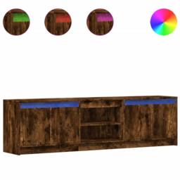 Berkfield Home TV Cabinet with LED Smoked Oak 180x34x50 cm Engineered Wood in Brown - Size: 180 x 34 x 50 cm - thumbnail 1