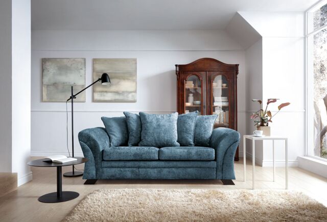 Abakus Direct Farrow Crushed Chenille 3 Seater in Blue - image 1