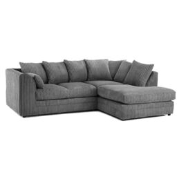 Bliss Furniture Men's Jumbo Cord Scatter Back 4-Seater Left Hand Facing Corner Sofa In Grey - Size: 4 Person - thumbnail 1