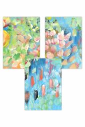 ARTZE Set of 3 Abstract Tropical Summer Flowers Art Posters in Bright Blue - Size: W30 cm x H42 cm - thumbnail 1