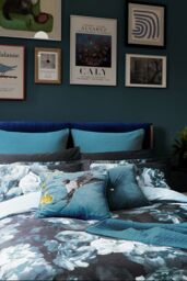 Ted Baker 'TB Semi Plain' Cotton Velvet Cushion in Blue - Size: 45 cm x 45 cm - thumbnail 2