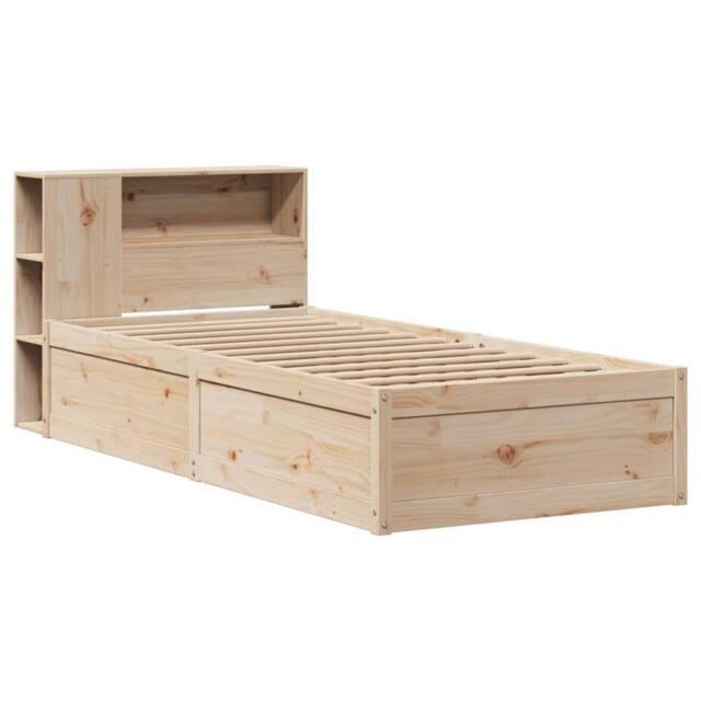 Berkfield Home Beautiful Bed Frame without Mattress 75x190 cm Small Single Solid in Natural - image 1