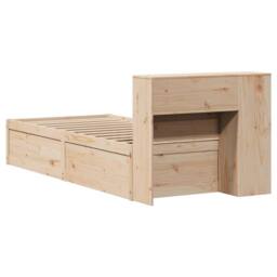 Berkfield Home Beautiful Bed Frame without Mattress 75x190 cm Small Single Solid in Natural - thumbnail 7