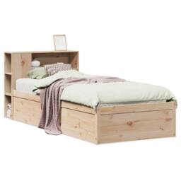 Berkfield Home Beautiful Bed Frame without Mattress 75x190 cm Small Single Solid in Natural - thumbnail 3