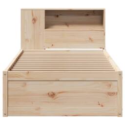 Berkfield Home Beautiful Bed Frame without Mattress 75x190 cm Small Single Solid in Natural - thumbnail 4