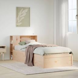 Berkfield Home Beautiful Bed Frame without Mattress 75x190 cm Small Single Solid in Natural - thumbnail 2
