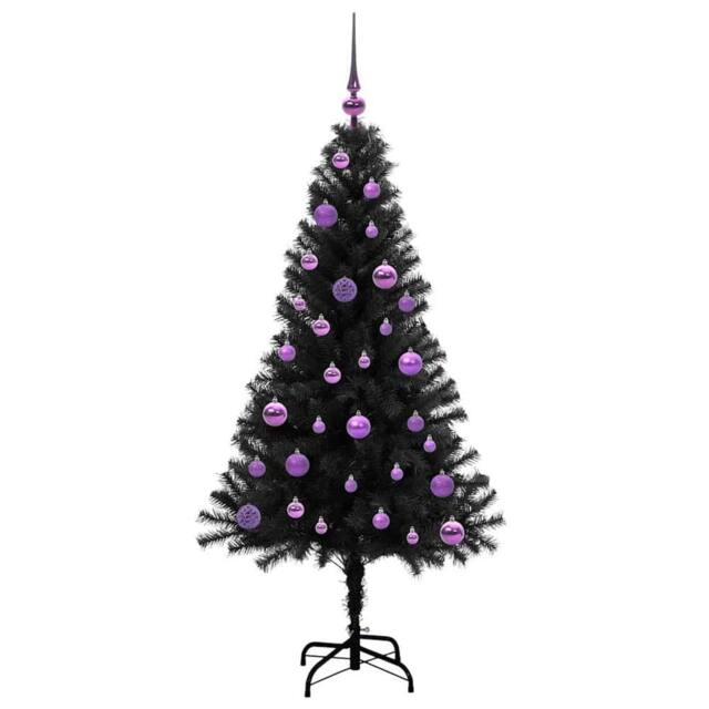 Berkfield Home Lush Christmas Tree with 150 LEDs with Stand Black 150 cm PVC - image 1