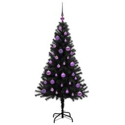 Berkfield Home Lush Christmas Tree with 150 LEDs with Stand Black 150 cm PVC