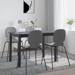 Berkfield Home Durable Dining Table Black 114x71x75 cm Solid Rubber Wood - Size: 114 x 71 x 75 cm - thumbnail 2