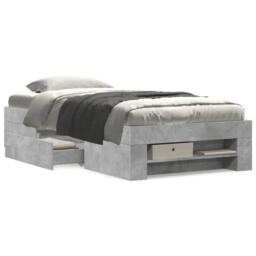 Berkfield Home Bed Frame without Mattress Concrete Grey 75x190cm Engineered Wood - Size: 75x190 cm - thumbnail 4
