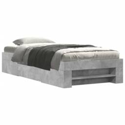 Berkfield Home Bed Frame without Mattress Concrete Grey 75x190cm Engineered Wood - Size: 75x190 cm - thumbnail 1