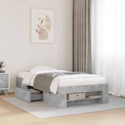 Berkfield Home Bed Frame without Mattress Concrete Grey 75x190cm Engineered Wood - Size: 75x190 cm - thumbnail 2