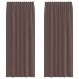 Berkfield Home Voile Curtains with Rod Pockets 2 pcs Brown - thumbnail 3