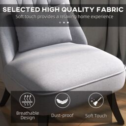 HOMCOM Fabric Single Sofa Upholstered Accent Chair with Pillow Set of 2 in Grey - thumbnail 5