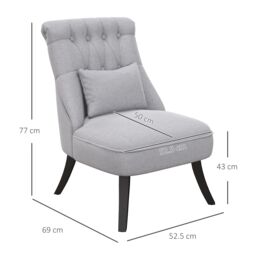 HOMCOM Fabric Single Sofa Upholstered Accent Chair with Pillow Set of 2 in Grey - thumbnail 3