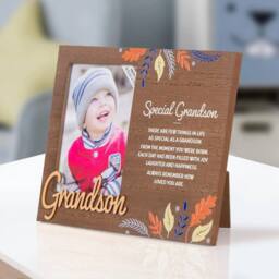 History & Heraldry Personalised Kids Wooden Picture Frame - Grandson in Brown - thumbnail 2