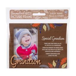 History & Heraldry Personalised Kids Wooden Picture Frame - Grandson in Brown - thumbnail 1