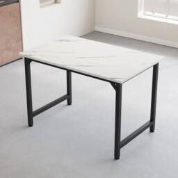 VOGREX White Marble 5-Piece Dining Set MDF Top Metal Frame Table & Chairs - thumbnail 4