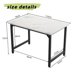 VOGREX White Marble 5-Piece Dining Set MDF Top Metal Frame Table & Chairs - thumbnail 2