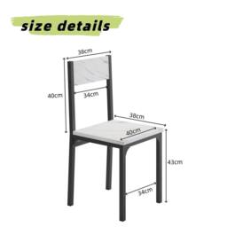 VOGREX White Marble 5-Piece Dining Set MDF Top Metal Frame Table & Chairs - thumbnail 3