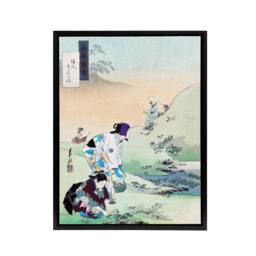 "Artery8 Beauties Harvesting Bracken Framed Canvas Wall Art Print Ogata Gekko in Green - Size: W12"" x H16""" - thumbnail 1