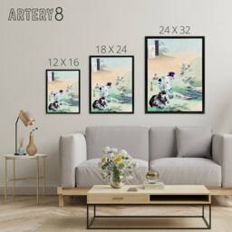 "Artery8 Beauties Harvesting Bracken Framed Canvas Wall Art Print Ogata Gekko in Green - Size: W12"" x H16""" - thumbnail 4