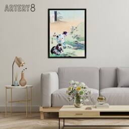"Artery8 Beauties Harvesting Bracken Framed Canvas Wall Art Print Ogata Gekko in Green - Size: W12"" x H16""" - thumbnail 3