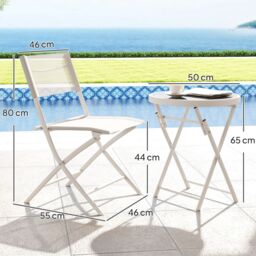 OUTSUNNY 3 Pieces Outdoor Bistro Set, Glass Top Table & Chairs, White - thumbnail 3