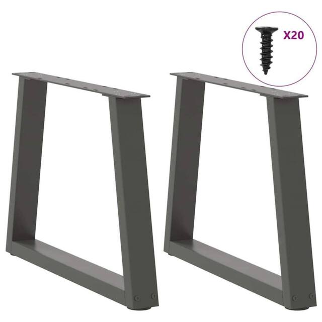 Berkfield Home Modern Dining Table Legs V-Shape 2 pcs Anthracite 50x(42-43.3) cm in Dark Grey - image 1