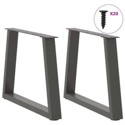 Berkfield Home Modern Dining Table Legs V-Shape 2 pcs Anthracite 50x(42-43.3) cm in Dark Grey - thumbnail 1