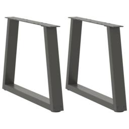 Berkfield Home Modern Dining Table Legs V-Shape 2 pcs Anthracite 50x(42-43.3) cm in Dark Grey - thumbnail 2