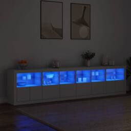 Berkfield Home Sideboard with LED Lights White 283x37x67 cm - Size: 283 x 37 x 67 cm - thumbnail 2