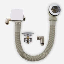 Nes Home Bath Filler with Sprung Waste & Overflow - Square in Metallic Silver - thumbnail 3