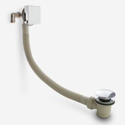 Nes Home Bath Filler with Sprung Waste & Overflow - Square in Metallic Silver - thumbnail 1