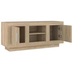 Berkfield Home TV Cabinet Sonoma Oak 102x35x45 cm Engineered Wood in Light Tan - Size: 102 x 35 x 45 cm - thumbnail 7