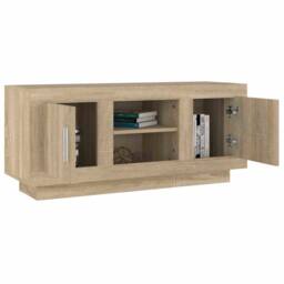 Berkfield Home TV Cabinet Sonoma Oak 102x35x45 cm Engineered Wood in Light Tan - Size: 102 x 35 x 45 cm - thumbnail 4