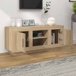 Berkfield Home TV Cabinet Sonoma Oak 102x35x45 cm Engineered Wood in Light Tan - Size: 102 x 35 x 45 cm