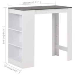 Berkfield Home Bar Table with Shelf White 110x50x103 cm - Size: 110 x 50 x 103 cm - thumbnail 6